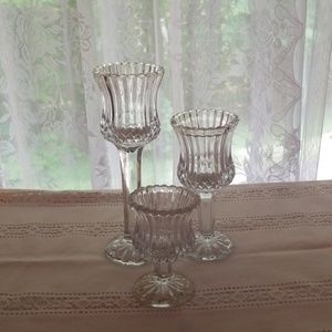Set of glass votive candle holders